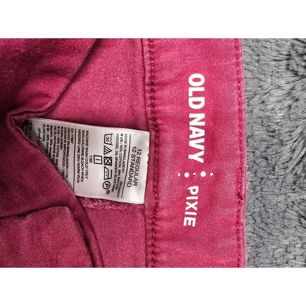 Old Navy Pixie Pants Womens 12 Regular Pink Berry Ankle Chino Trousers 1166